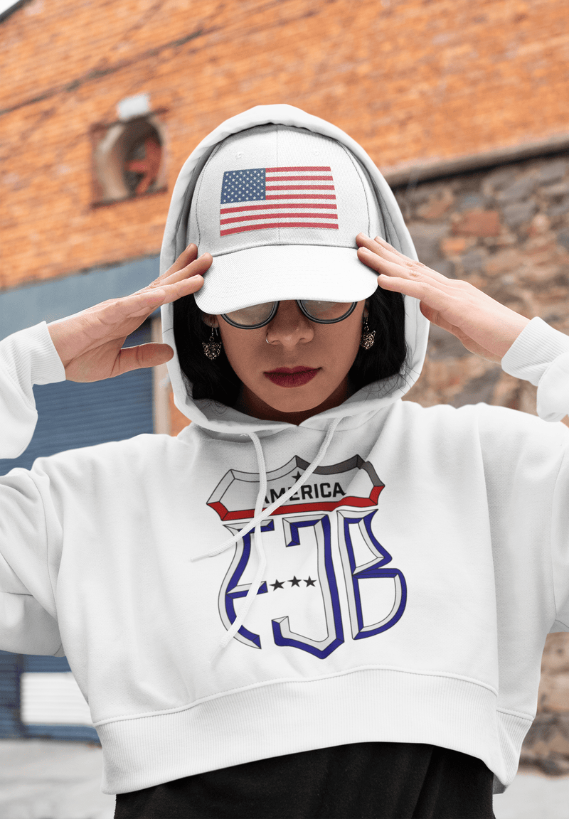 Women “America / FJB” Crop Hoodie