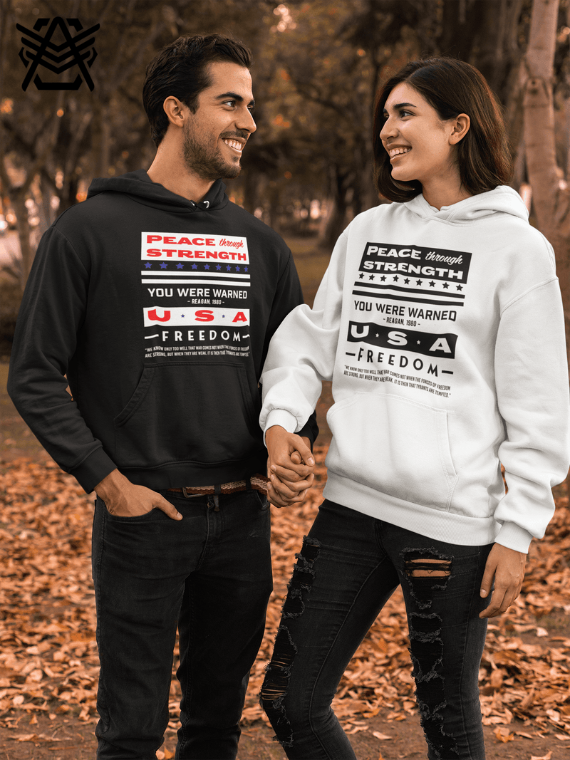 Peace Through Strength Pullover Unisex black Hoodie